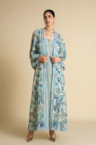 Siham Printed Kaftan - Powder Blue, Blue, image 1
